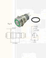 Ionnic L19-RG Vandal Switch Resistant 12-24V N/O & N/C - Green