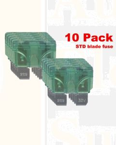 Ionnic BF30/10 ATC/ATO Blade Fuse 30A - Green (Pack of 10)