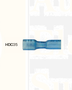 Quikcrimp HDC35 Blue Female, 6.3mm Heatshrink Blade Terminal - Fully Insulated 100 Pack