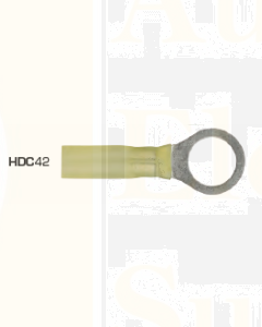 Quikcrimp HDC42 Yellow 10mm Heatshrink Ring Terminal Pack of 100