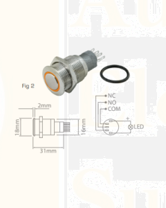 Ionnic L16-RA Vandal Switch Resistant 12-24V N/O & N/C - Amber