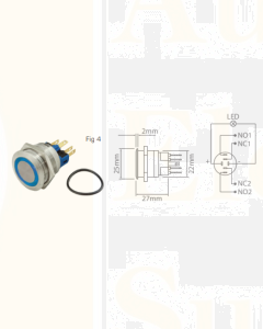 Ionnic L22-RB Vandal Switch Resistant 12-24V D/M & D/B - Blue