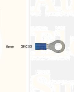 IONNIC QKC23 6.4mm Blue Vinyl Insulated Ring Terminals (Pack of 100)