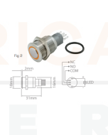 Ionnic L16-RA Vandal Switch Resistant 12-24V N/O & N/C - Amber