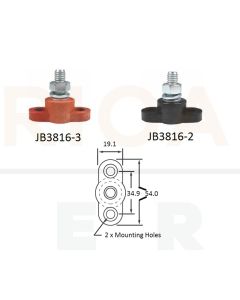 Bussmann JB3816-2 Stud Junction Block Black 250A