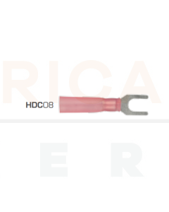 IONNIC HDC08 4mm Red Heatshrink Fork/Spade Terminal (Pack of 100)